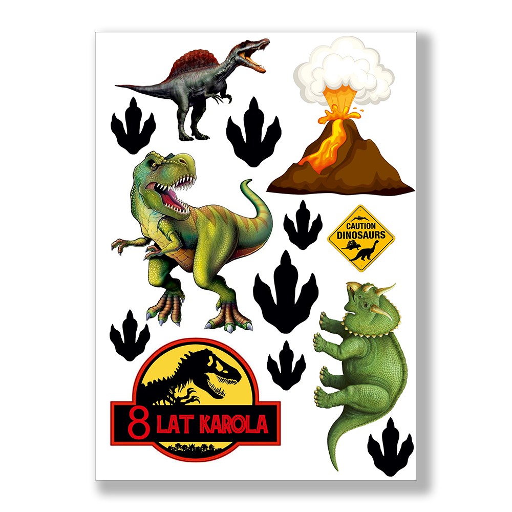 Opłatek na tort urodzinowy dinozaury