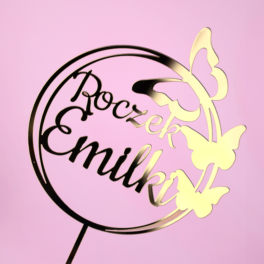 Topper Roczek + Imię z motylkami