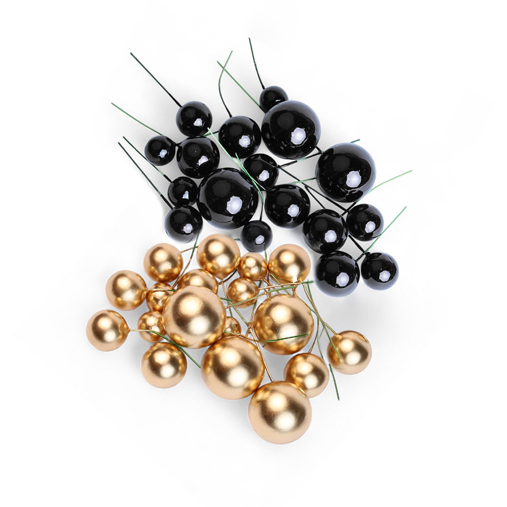 Czarne i złote kule do dekoracji tortów 50 sztuk