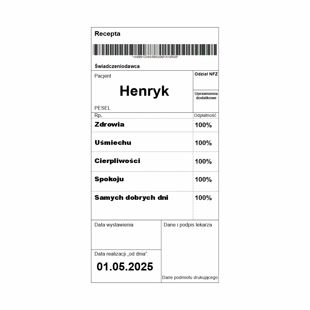 Wydruk na tort recepta