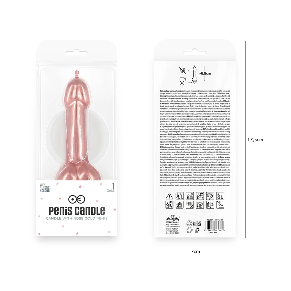 Świeczka na wieczór panieński penis w kolorze rose gold