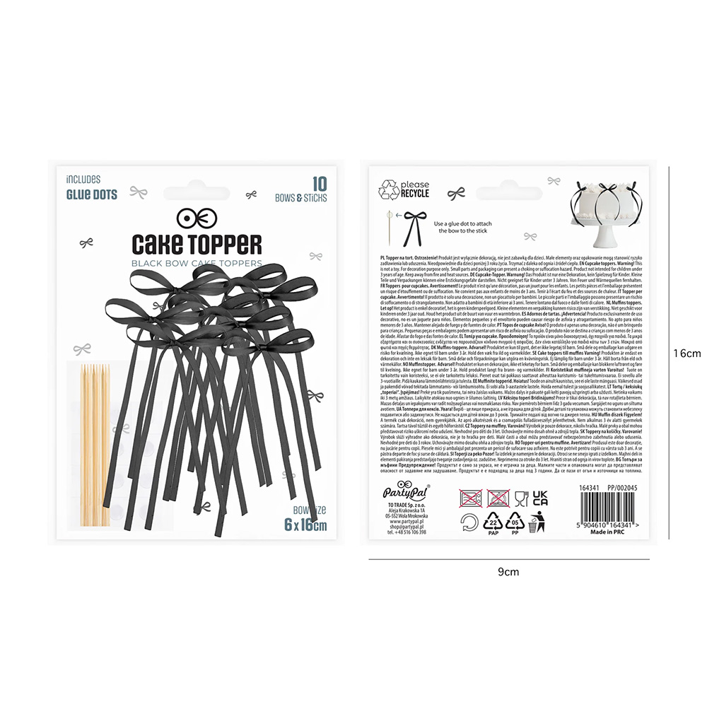 Czarne kokardki do tortu