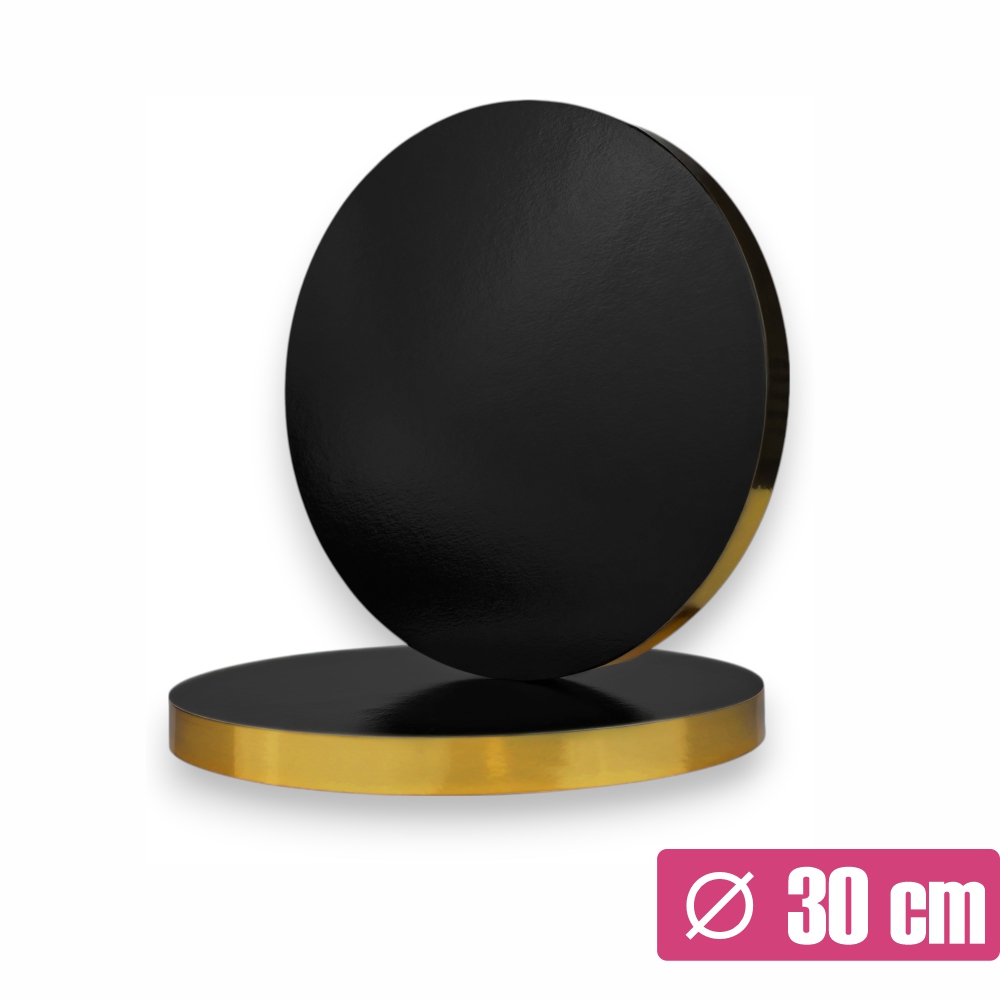 Czarno-złoty podkład pod tort 30 cm z oklejonym bokiem