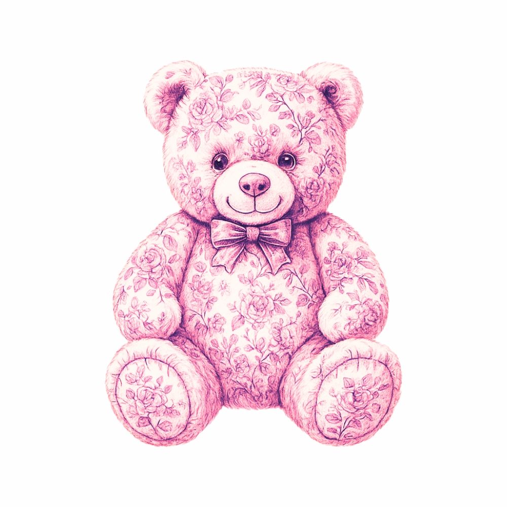 Opłatek na tort Miś różowy