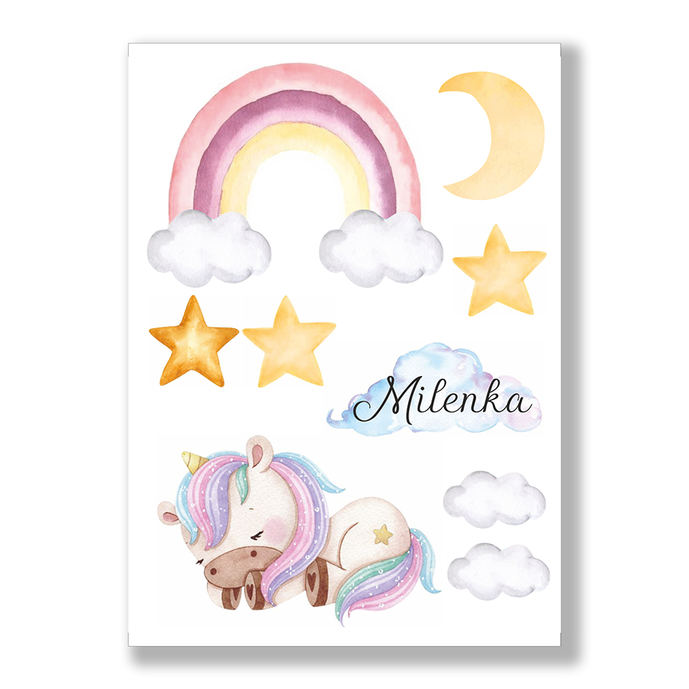 Opłatek na tort Jednorożec z imieniem