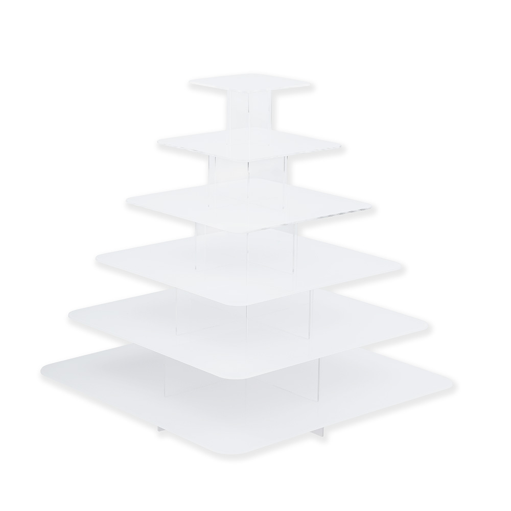 Biała kwadratowa patera na monoporcje 6 pięter