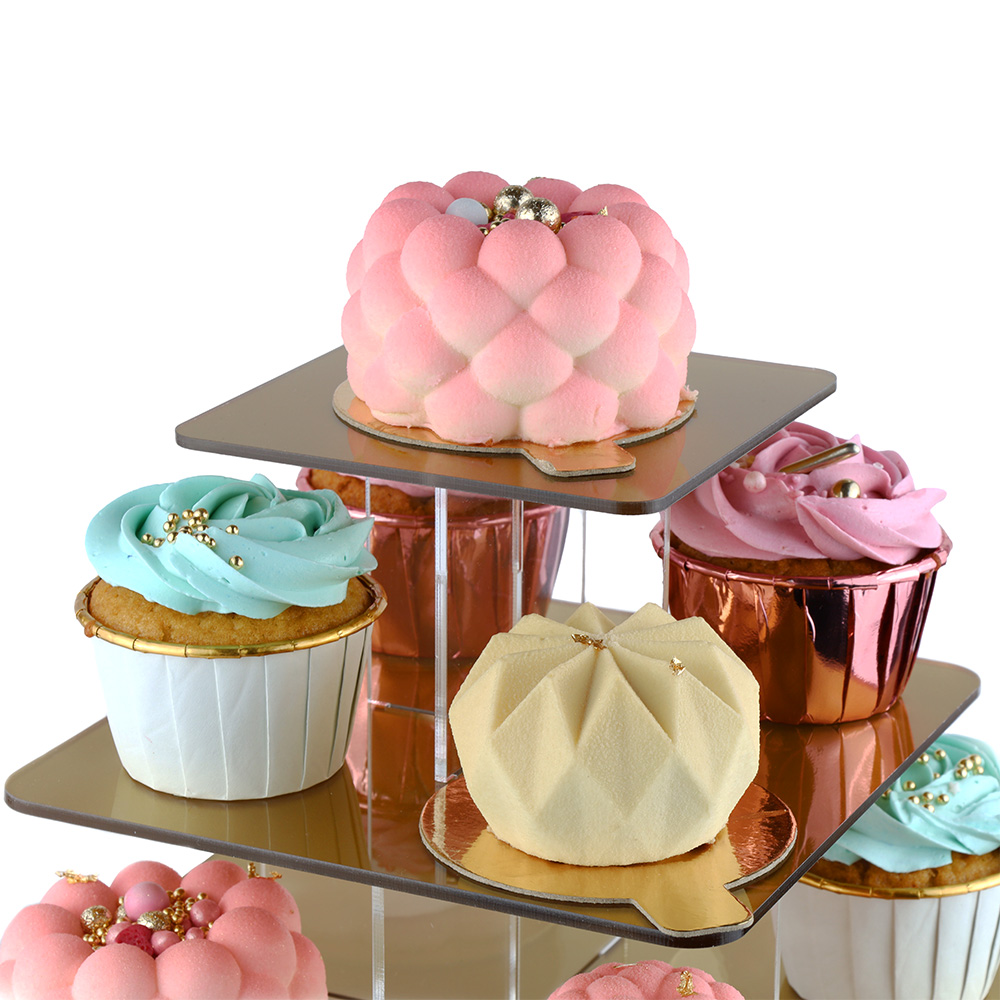 Złota kwadratowa patera na monoporcje 6 pięter