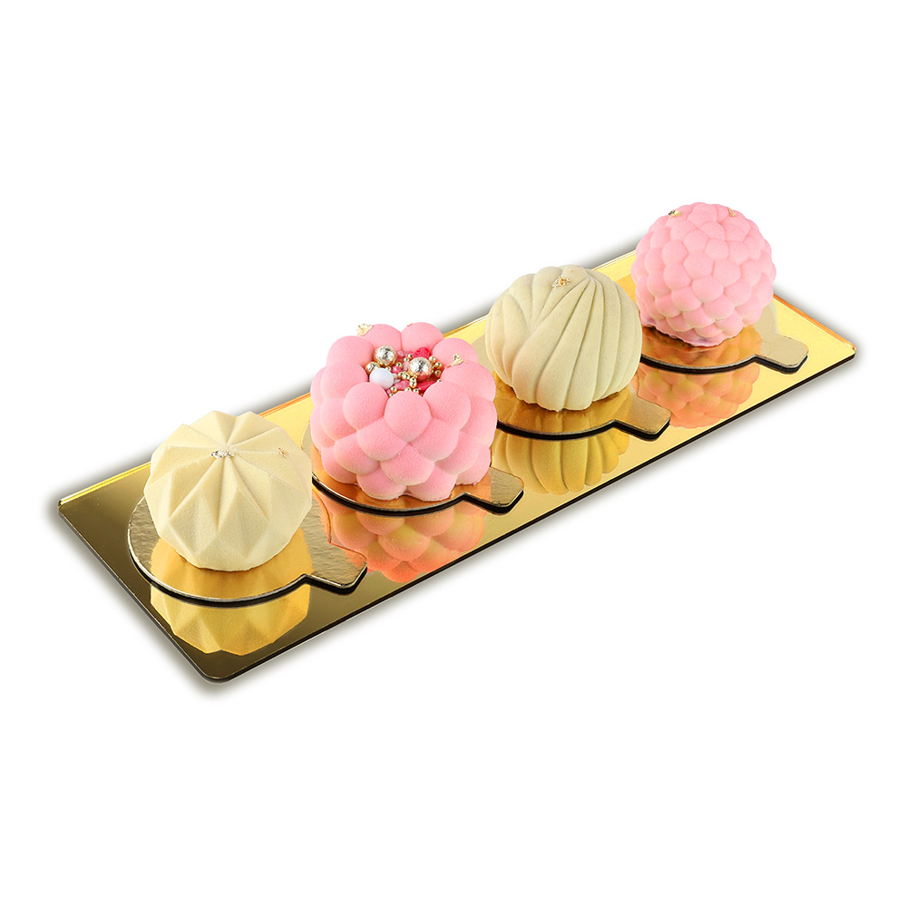 Lustrzana złota patera na słodki stół 12x35 cm