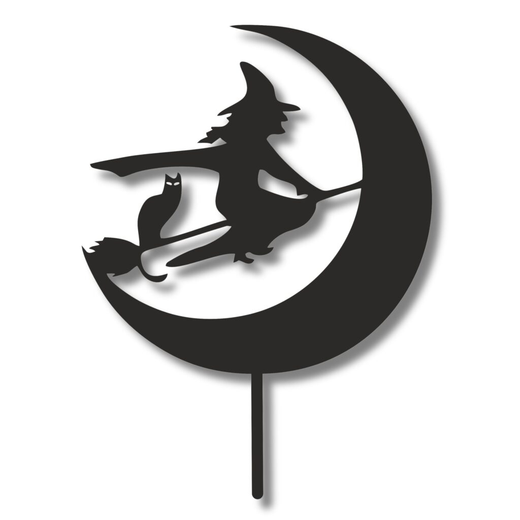 Topper na tort z czarownicą na miotle