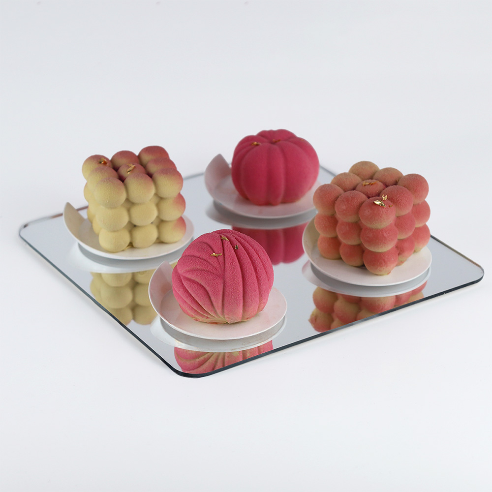 Srebrna patera lustrzana na słodki stół 25x25 cm