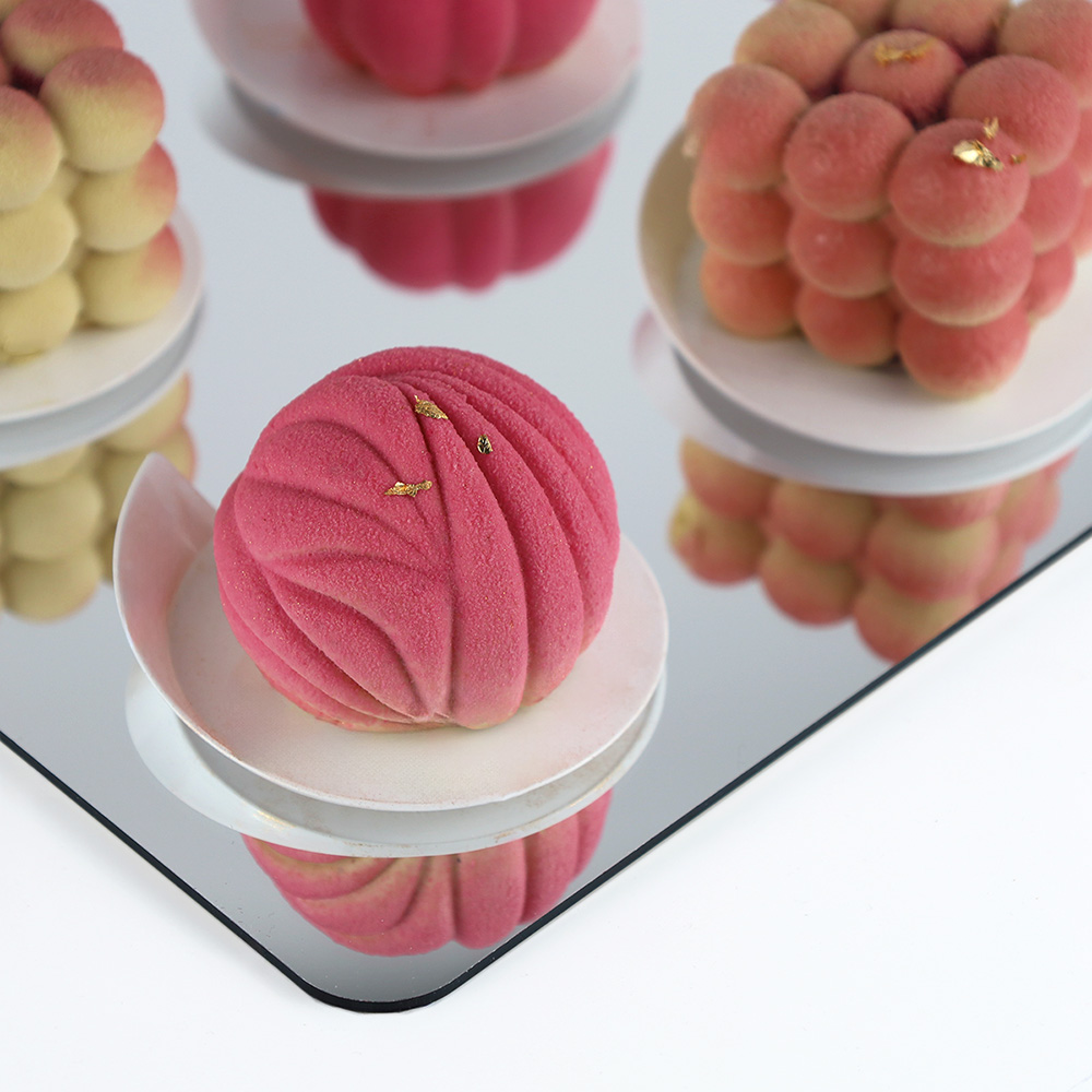 Srebrna patera lustrzana na słodki stół 25x25 cm