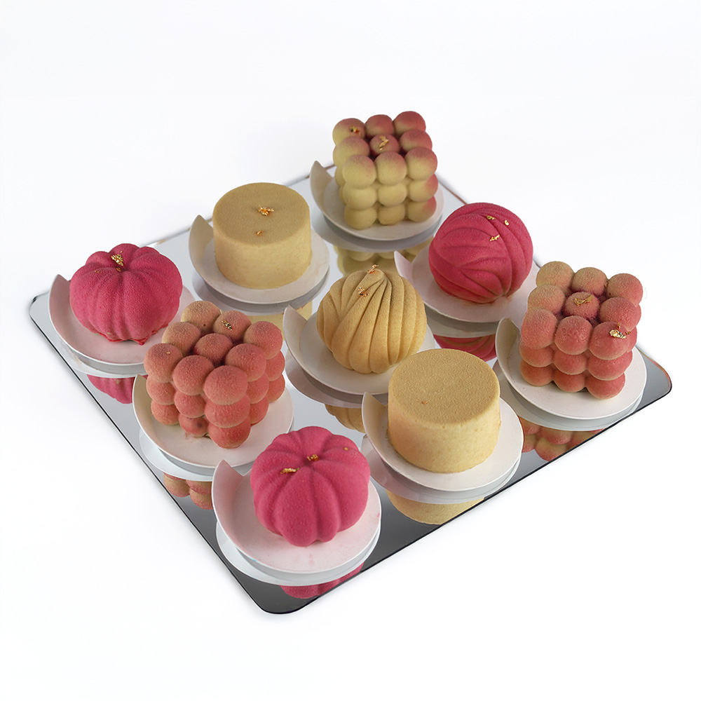 Srebrna patera lustrzana na słodki stół 30x30 cm