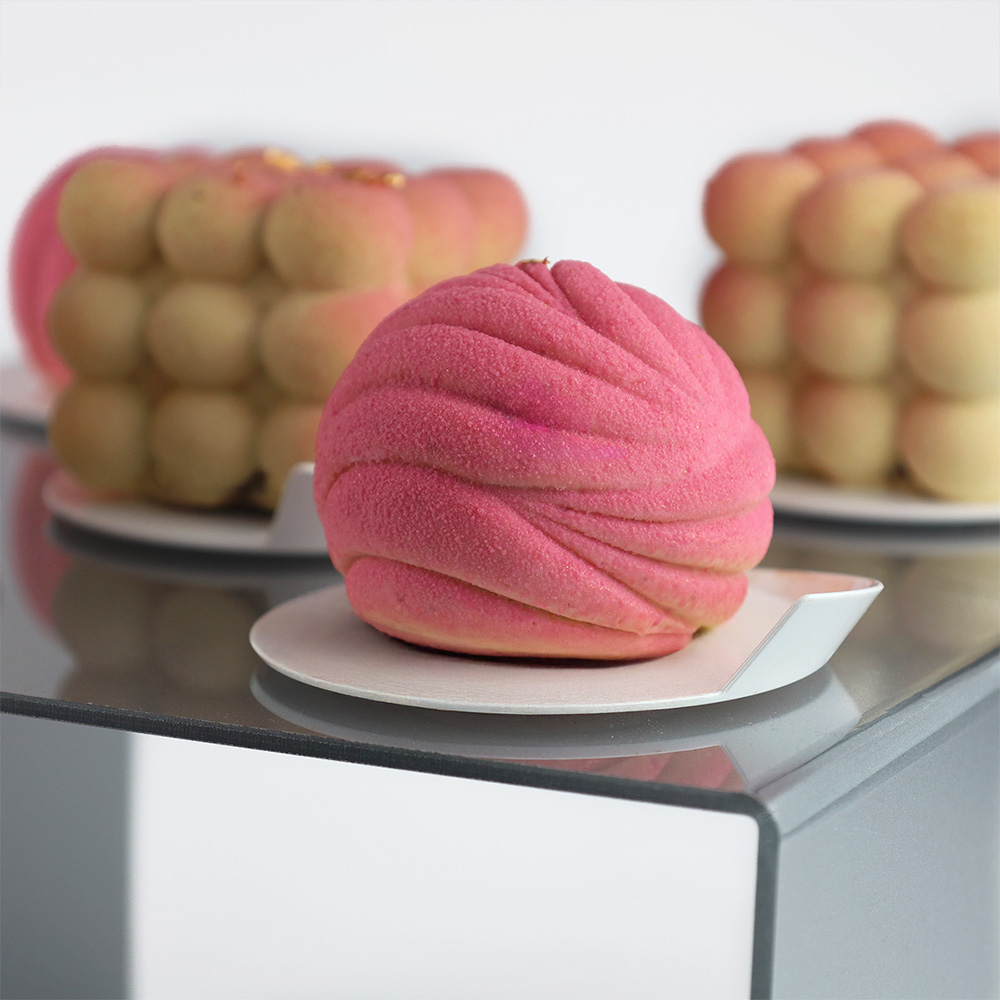 Podest na monoporcje srebrny 25x25x15 cm