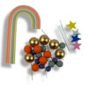 Zestaw ozdób na tort tęcza 20 elementów - Zestaw 1