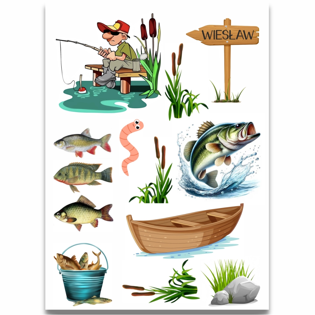 Wydruk cukrowy dla wędkarza z imieniem