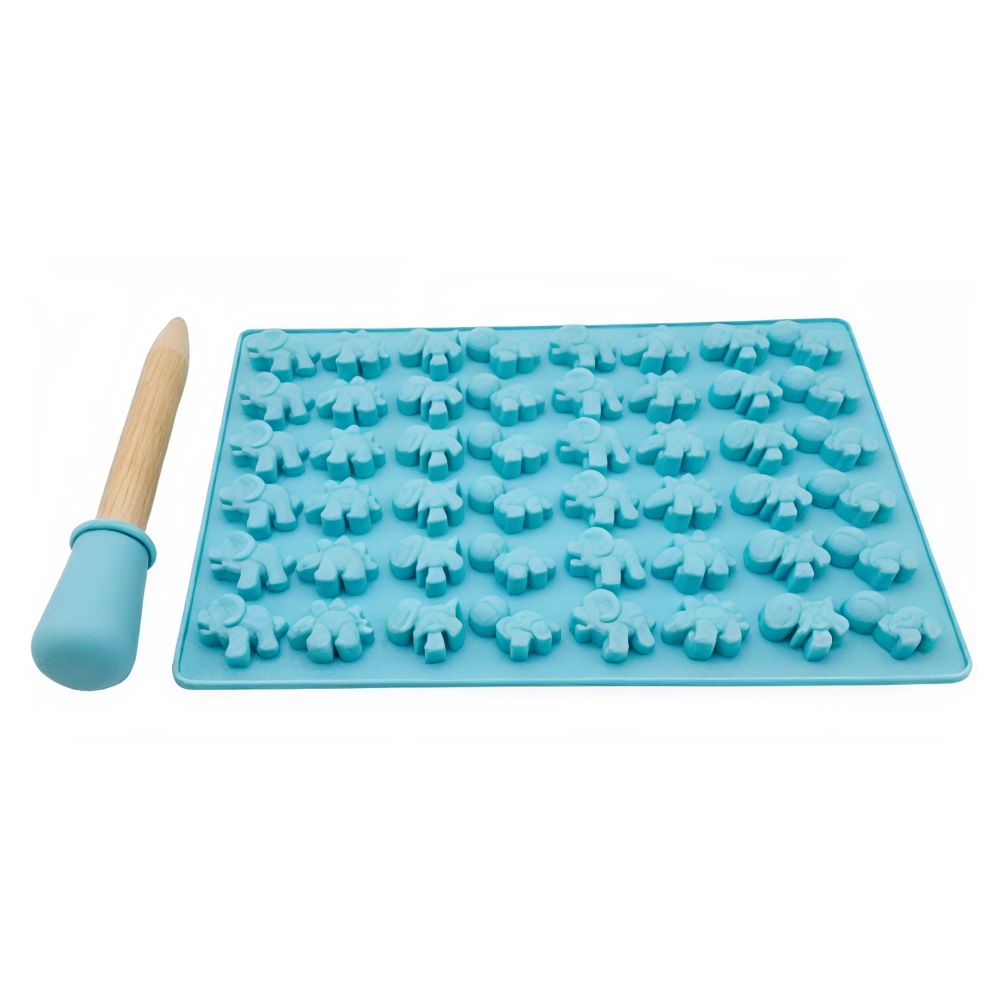 Silikonowa forma dinozaury na żelki z pipetą