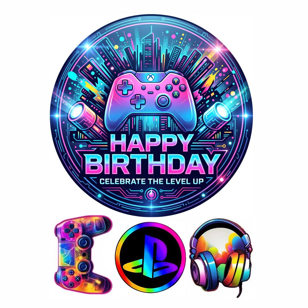 Wydruk na tort – Gaming „Happy Birthday”